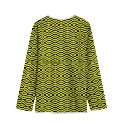 Kente African Pattern Print Long Sleeve Short Coat