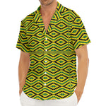 Kente African Pattern Print Men's Deep V-Neck Shirt
