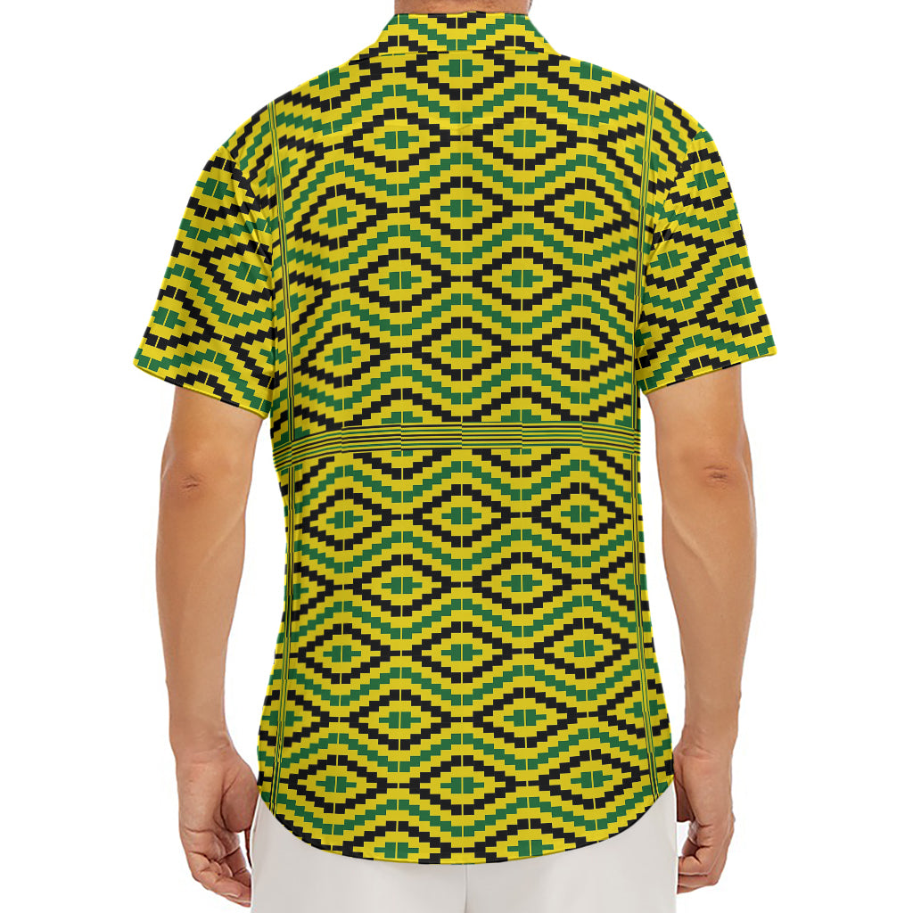 Kente African Pattern Print Men's Deep V-Neck Shirt