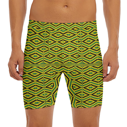 Kente African Pattern Print Men's Long Boxer Briefs