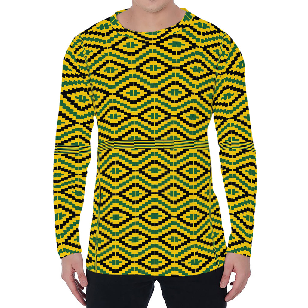 Kente African Pattern Print Men's Long Sleeve T-Shirt