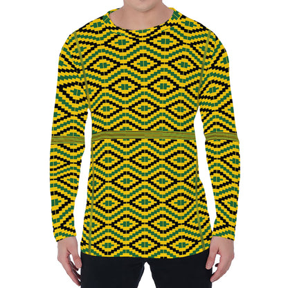 Kente African Pattern Print Men's Long Sleeve T-Shirt