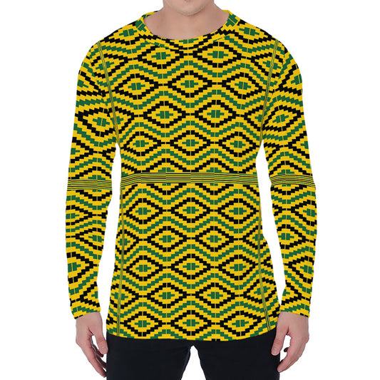 Kente African Pattern Print Men's Long Sleeve T-Shirt