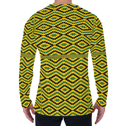 Kente African Pattern Print Men's Long Sleeve T-Shirt