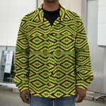 Kente African Pattern Print Men's Shirt Jacket