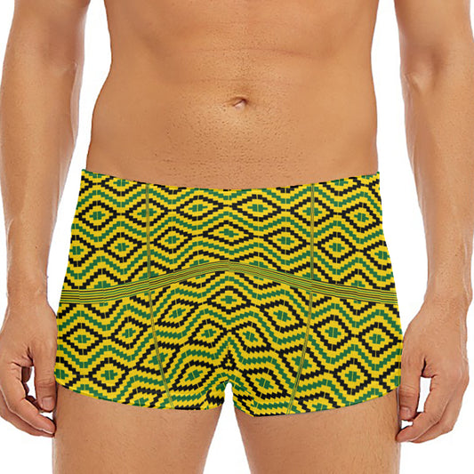 Kente African Pattern Print Men's Short Boxer Briefs