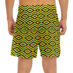 Kente African Pattern Print Men's Split Running Shorts
