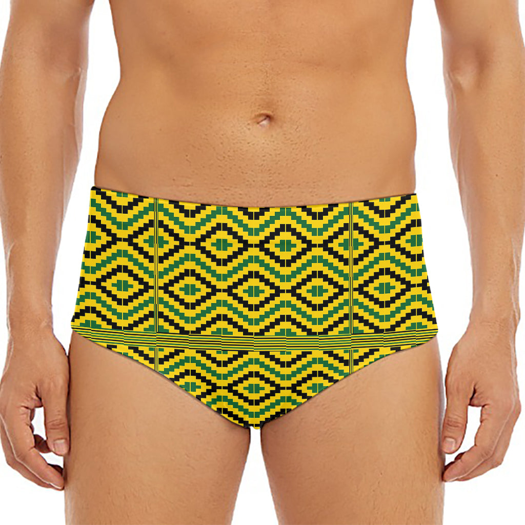 Kente African Pattern Print Men's Triangle Swim Briefs