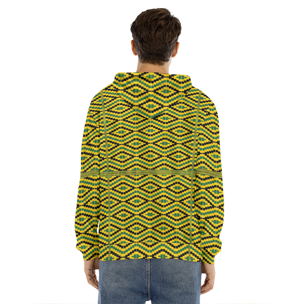 Kente African Pattern Print Men's Velvet Pullover Hoodie