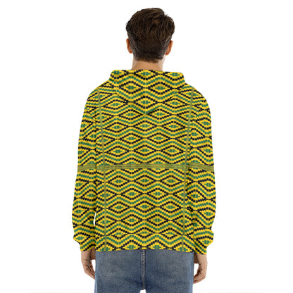 Kente African Pattern Print Men's Velvet Pullover Hoodie