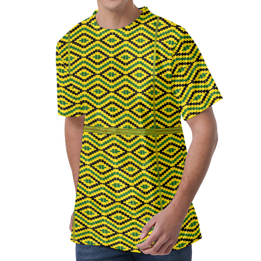 Kente African Pattern Print Men's Velvet T-Shirt