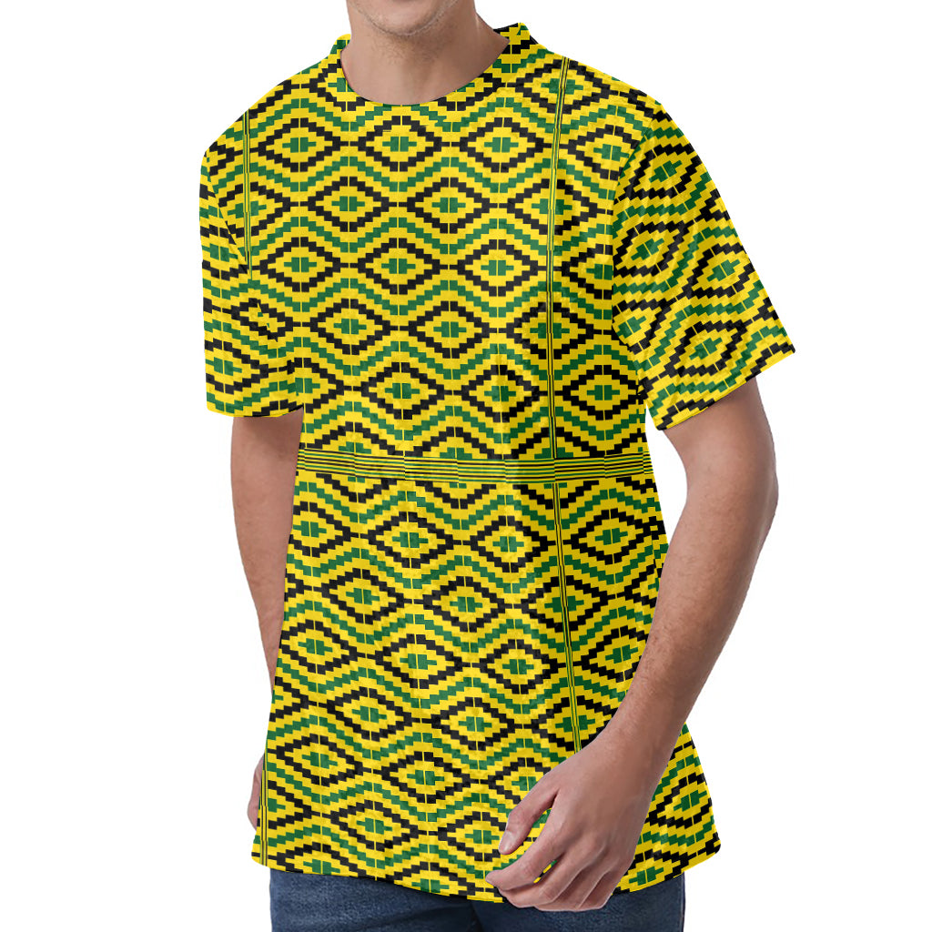 Kente African Pattern Print Men's Velvet T-Shirt