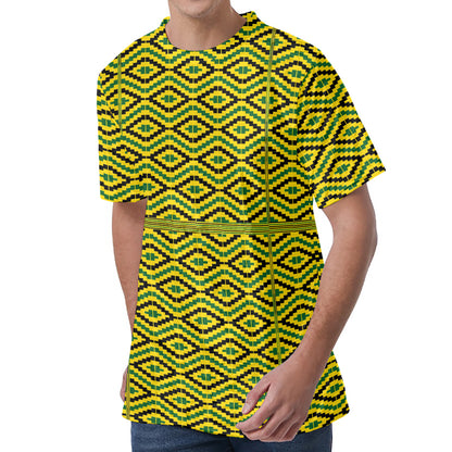 Kente African Pattern Print Men's Velvet T-Shirt