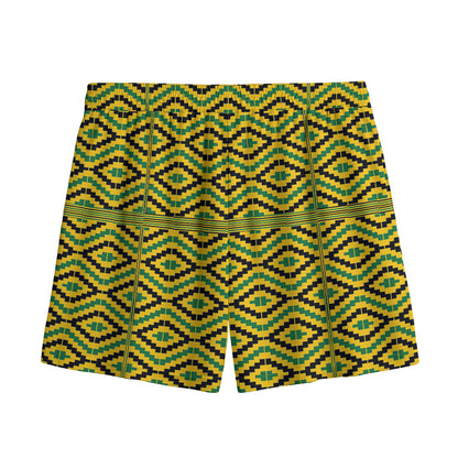 Kente African Pattern Print Mesh Shorts
