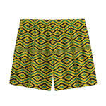 Kente African Pattern Print Mesh Shorts