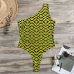 Kente African Pattern Print One Shoulder Bodysuit