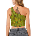 Kente African Pattern Print One Shoulder Crop Top