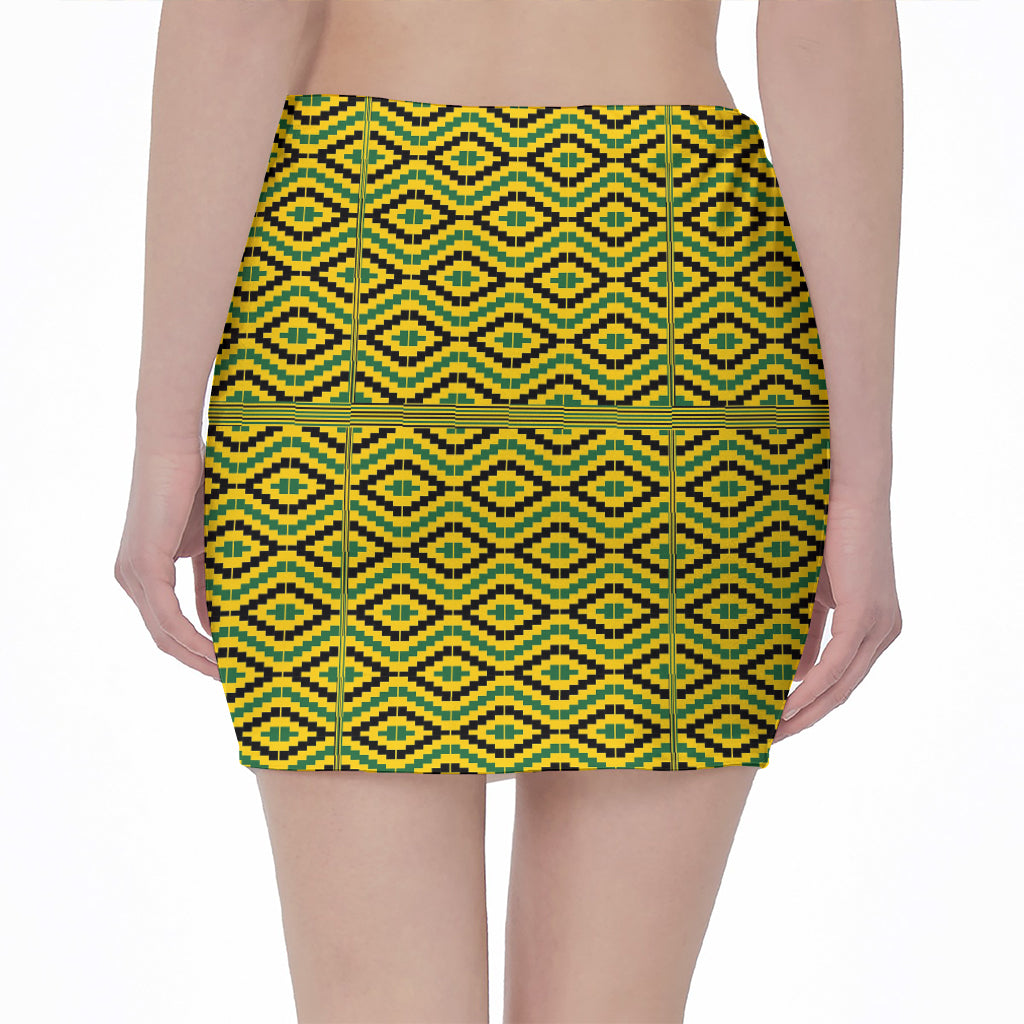 Kente African Pattern Print Pencil Mini Skirt