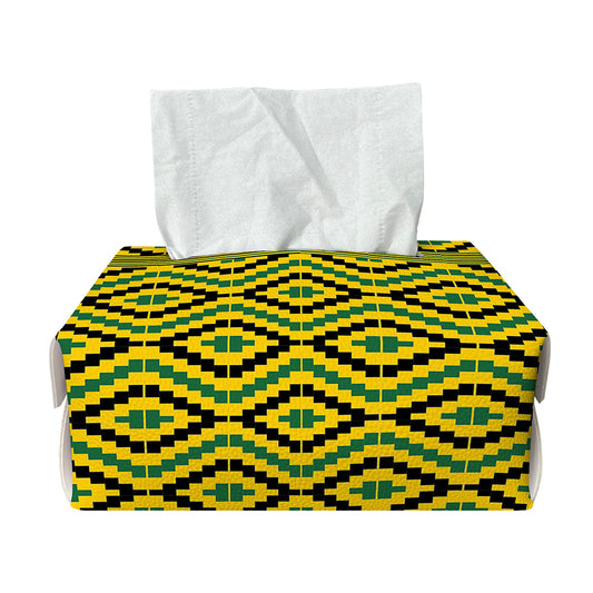 Kente African Pattern Print Rectangle Tissue Box Cover
