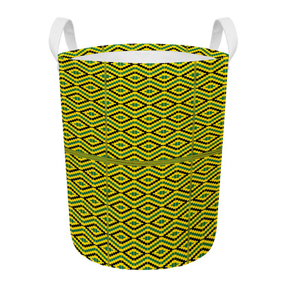 Kente African Pattern Print Round Laundry Basket