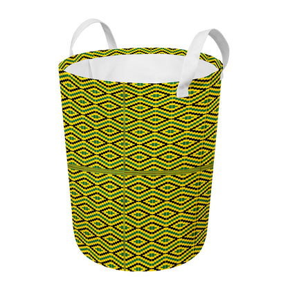 Kente African Pattern Print Round Laundry Basket