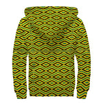 Kente African Pattern Print Sherpa Lined Zip Up Hoodie