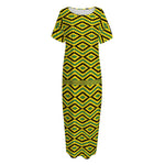 Kente African Pattern Print Short Sleeve Long Nightdress