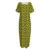 Kente African Pattern Print Short Sleeve Long Nightdress