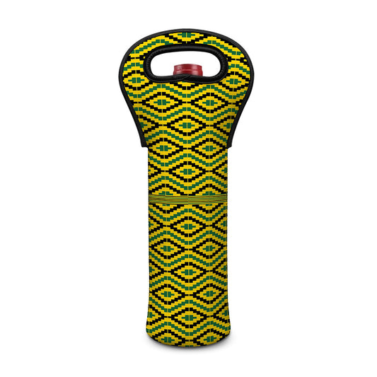 Kente African Pattern Print Single Neoprene Wine Tote