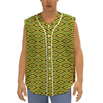 Kente African Pattern Print Sleeveless Baseball Jersey