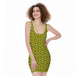 Kente African Pattern Print Sleeveless Bodycon Dress