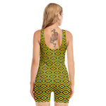 Kente African Pattern Print Sleeveless One Piece Swimsuit