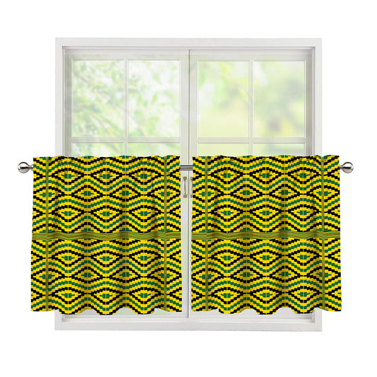 Kente African Pattern Print Tier Curtains