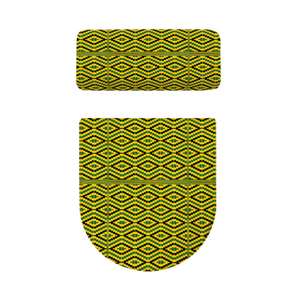 Kente African Pattern Print Toilet Lid And Tank Cover Set