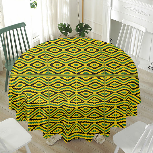Kente African Pattern Print Waterproof Round Tablecloth