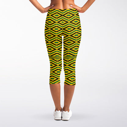 Kente African Pattern Print Women's Capri Leggings