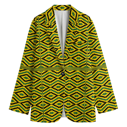 Kente African Pattern Print Women's Cotton Blazer