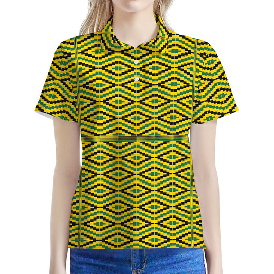 Kente African Pattern Print Women's Polo Shirt