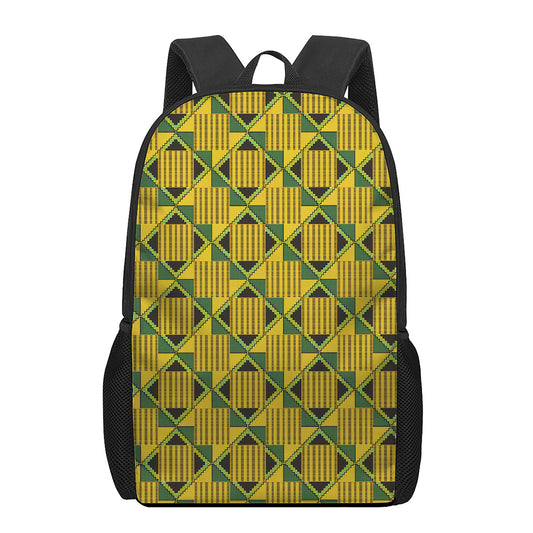Kente Ethnic Pattern Print 17 Inch Backpack