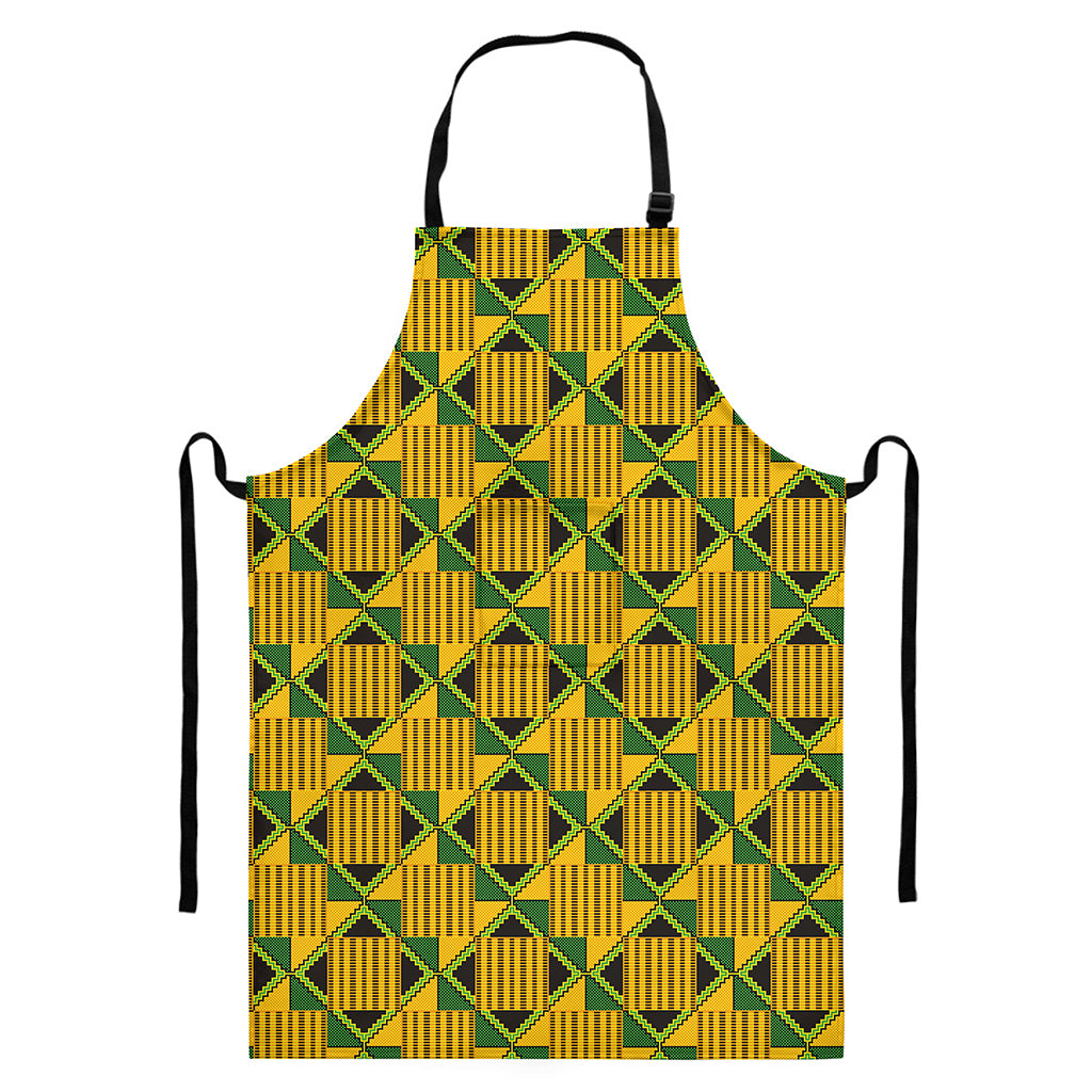 Kente Ethnic Pattern Print Bib Apron With Pocket