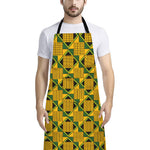 Kente Ethnic Pattern Print Bib Apron With Pocket