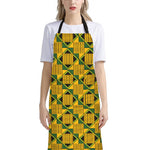 Kente Ethnic Pattern Print Bib Apron With Pocket