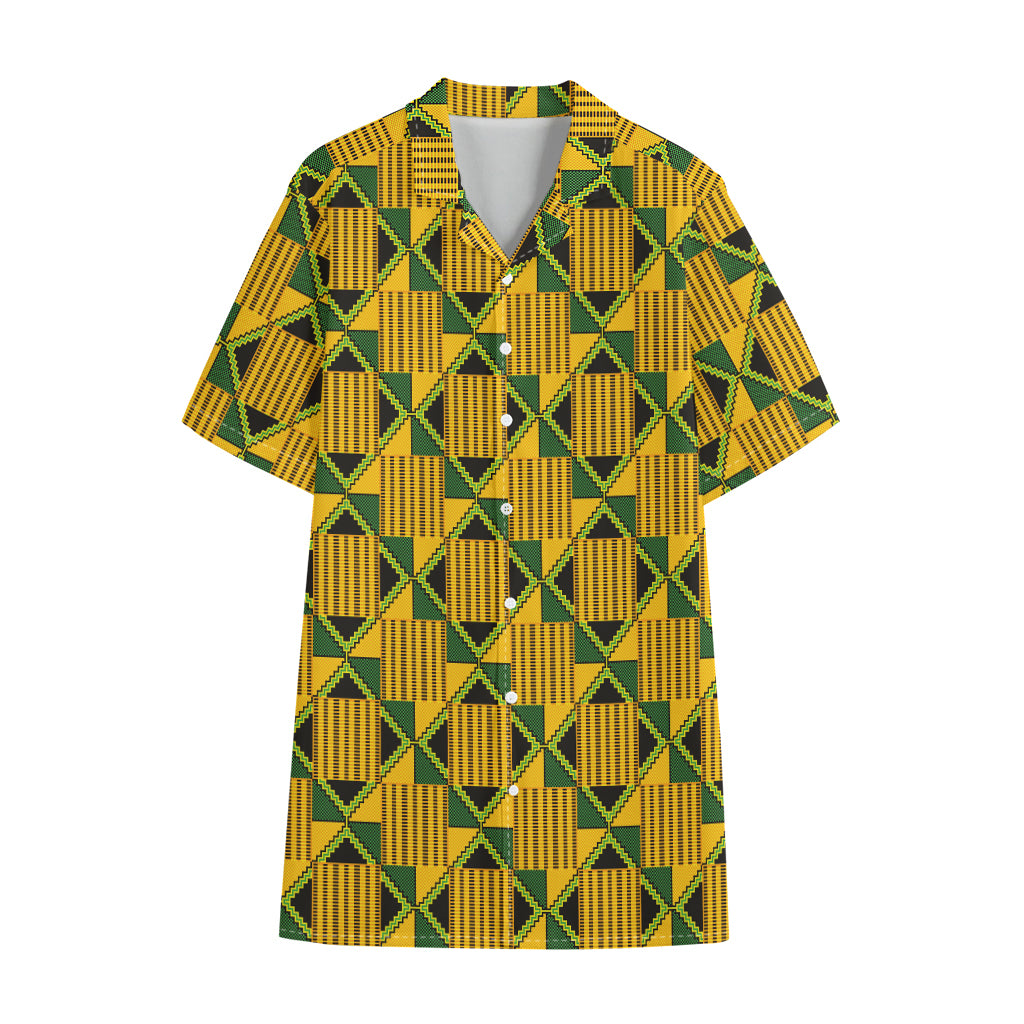 Kente Ethnic Pattern Print Cotton Hawaiian Shirt