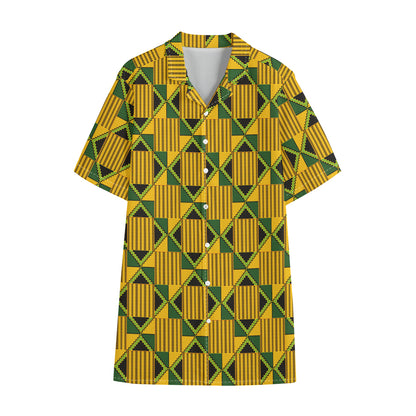 Kente Ethnic Pattern Print Cotton Hawaiian Shirt