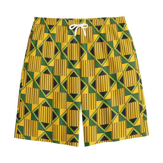 Kente Ethnic Pattern Print Cotton Shorts