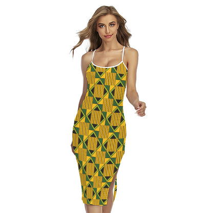 Kente Ethnic Pattern Print Cross Back Cami Dress