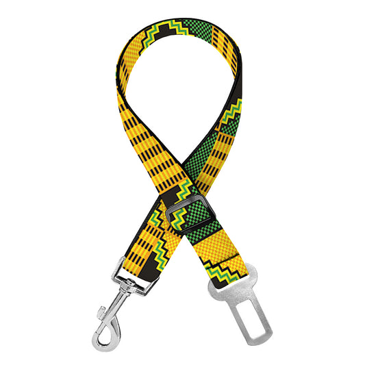Kente Ethnic Pattern Print Dog Seat Belt