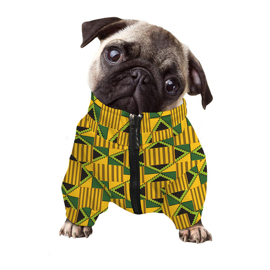 Kente Ethnic Pattern Print Dog Zip Up Jacket