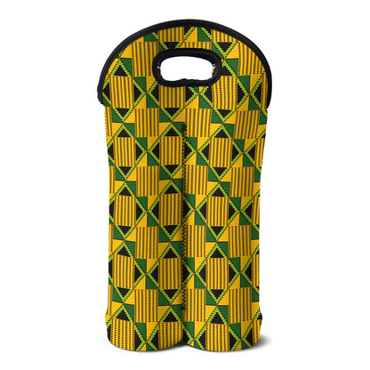 Kente Ethnic Pattern Print Double Neoprene Wine Tote