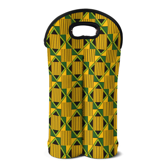 Kente Ethnic Pattern Print Double Neoprene Wine Tote